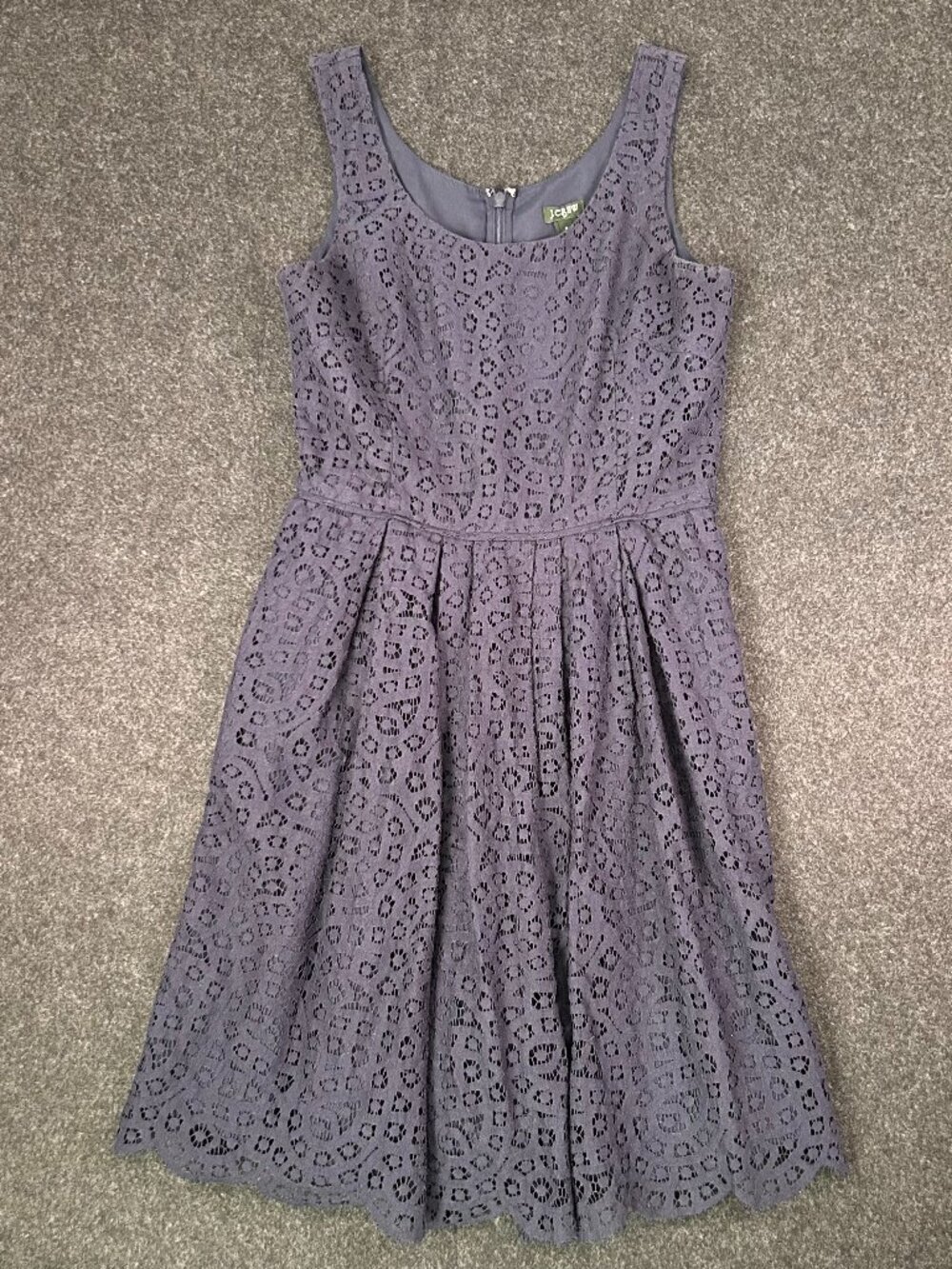 J.Crew Navy Blue Dress Women's Size 4 Scalloped Hem Pockets Preppy